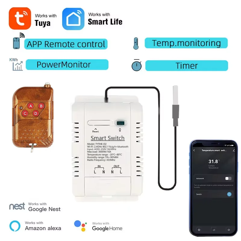 Tuya Wifi 16A/20A Smart Temper - огляд і ціна Sonoff Basic Switch