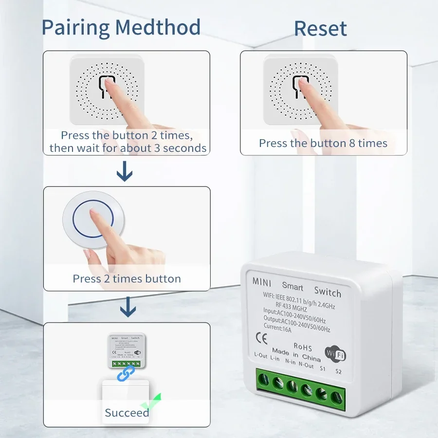 Tuya WiFi Smart Switch 16A RF4 - огляд і ціна Sonoff Basic Switch